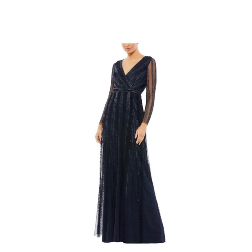 Mac Duggal Midnight Long Sleeve Gown